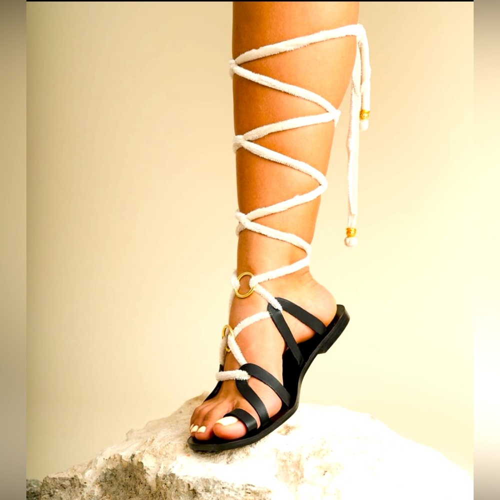 Elegant Summer NUSA Handmade Sandals Size 9 Black Interchangeable Straps | 🇲🇽
